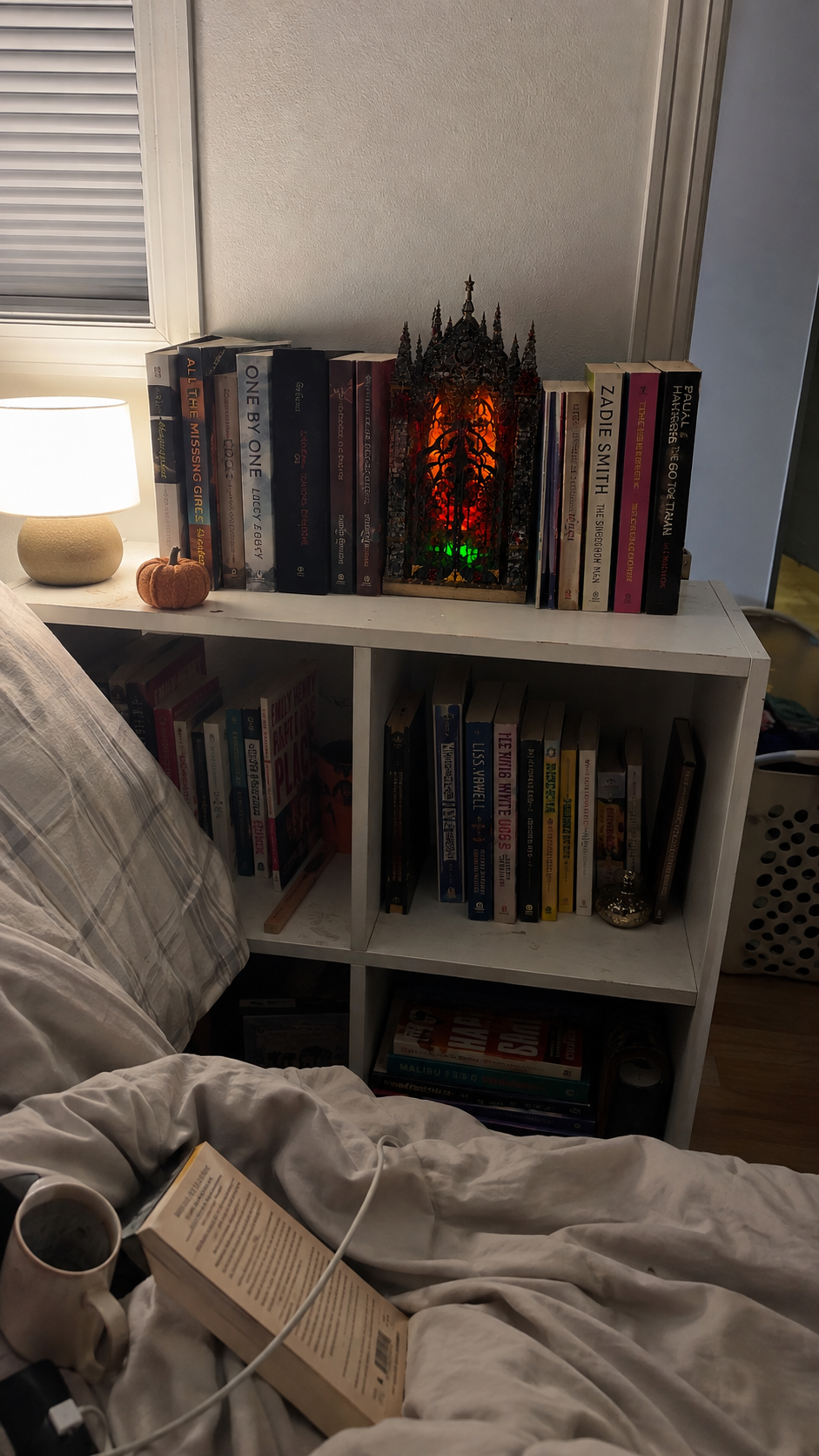 Customer photo of a Lorelight book nook on a bookshelf